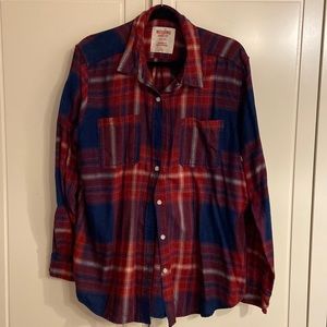 Red and blue plaid flannel shirt